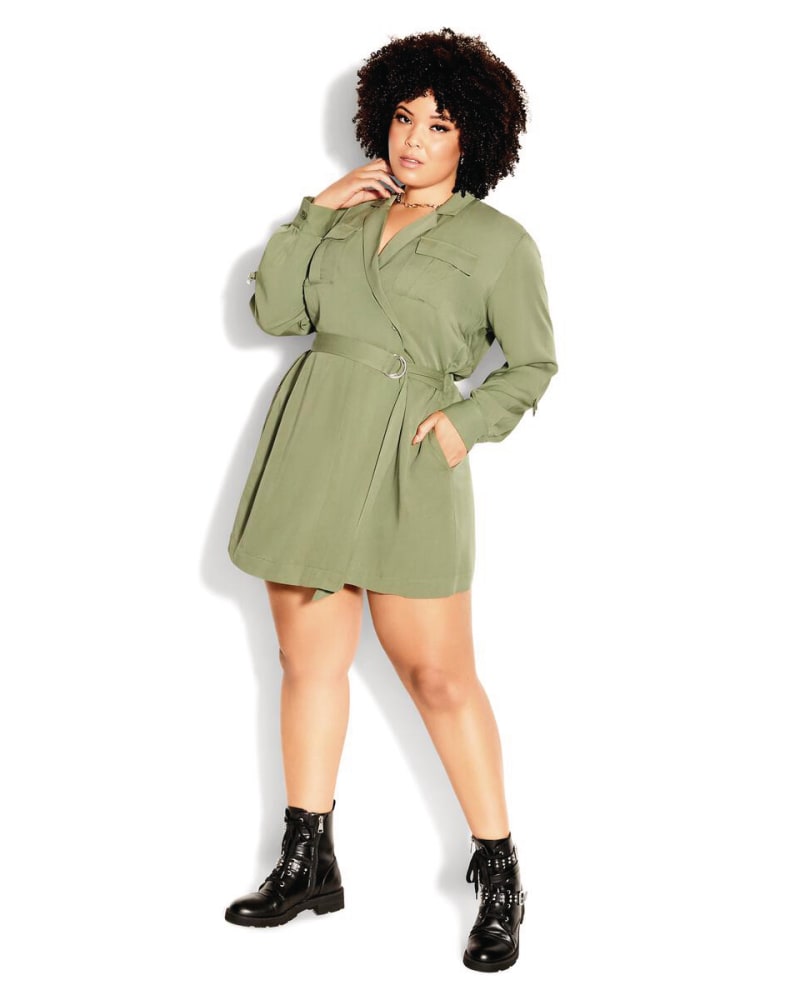 Plus size model wearing Faux Wrap Dress by City Chic | Dia&Co | dia_product_style_image_id:172111